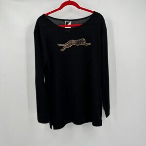 Albert And Pearl Womens M Black Cheetah Pullover Top Vintage Y2K Minimalist